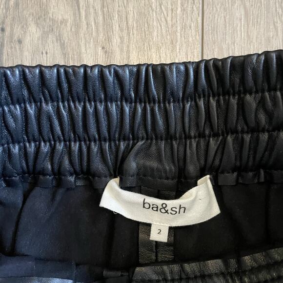 ba&sh Black Button-Front Genuine Leather Skirt - Picture 10 of 15